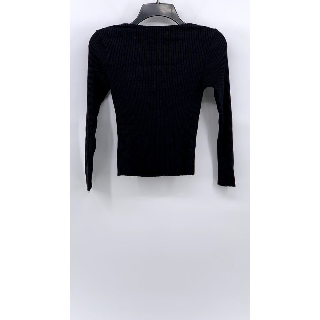 COMMUNE Women’s Black Ribbed Crewneck Long Sleeve Top SZ S