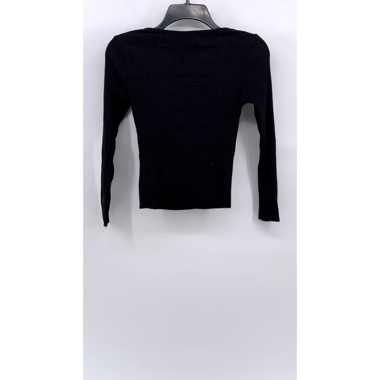 COMMUNE Women’s Black Ribbed Crewneck Long Sleeve Top SZ S