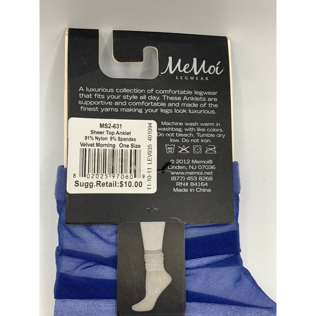 MEMOI Women's Velvet Morning Sheer Top Anklet Socks SZ OS