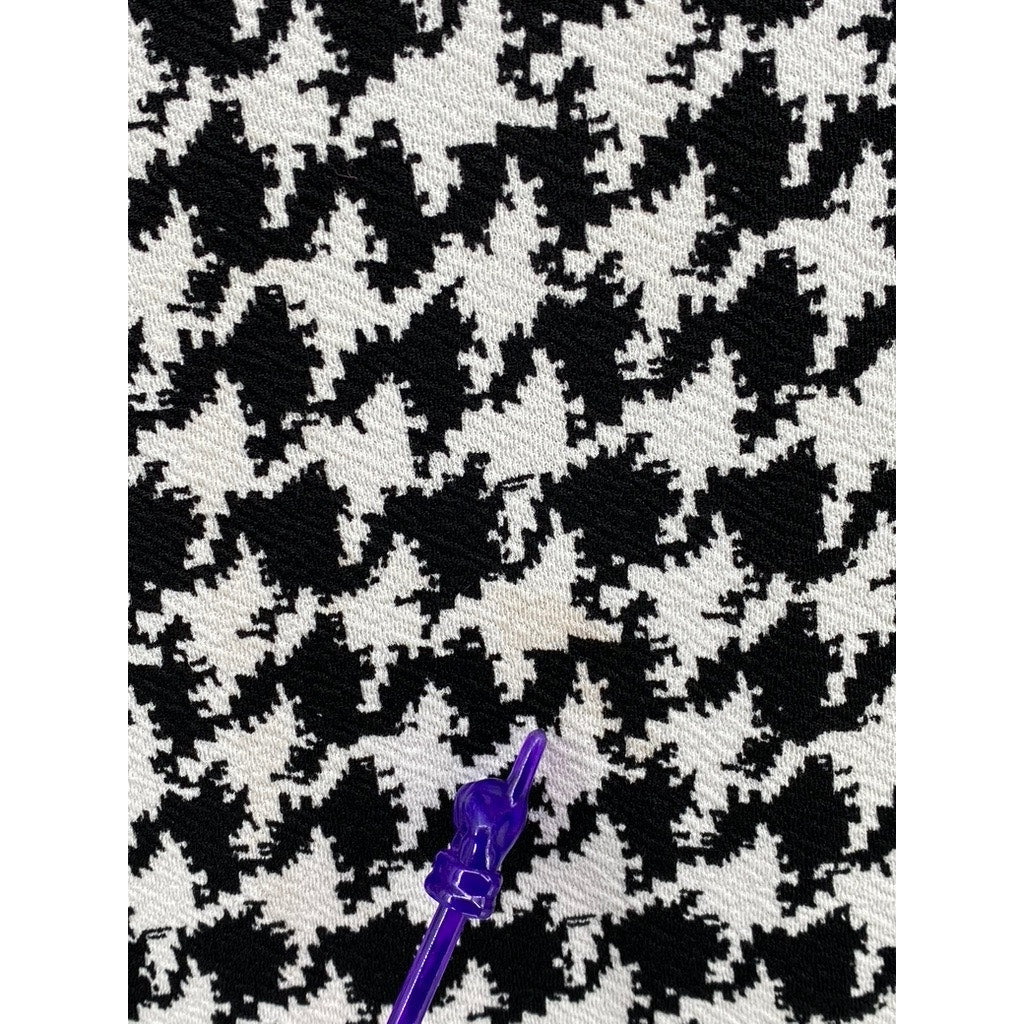 SHEIN Women's Black-White Houndstooth Print Mock-Neck Bodycon Midi Dress SZ 8/10