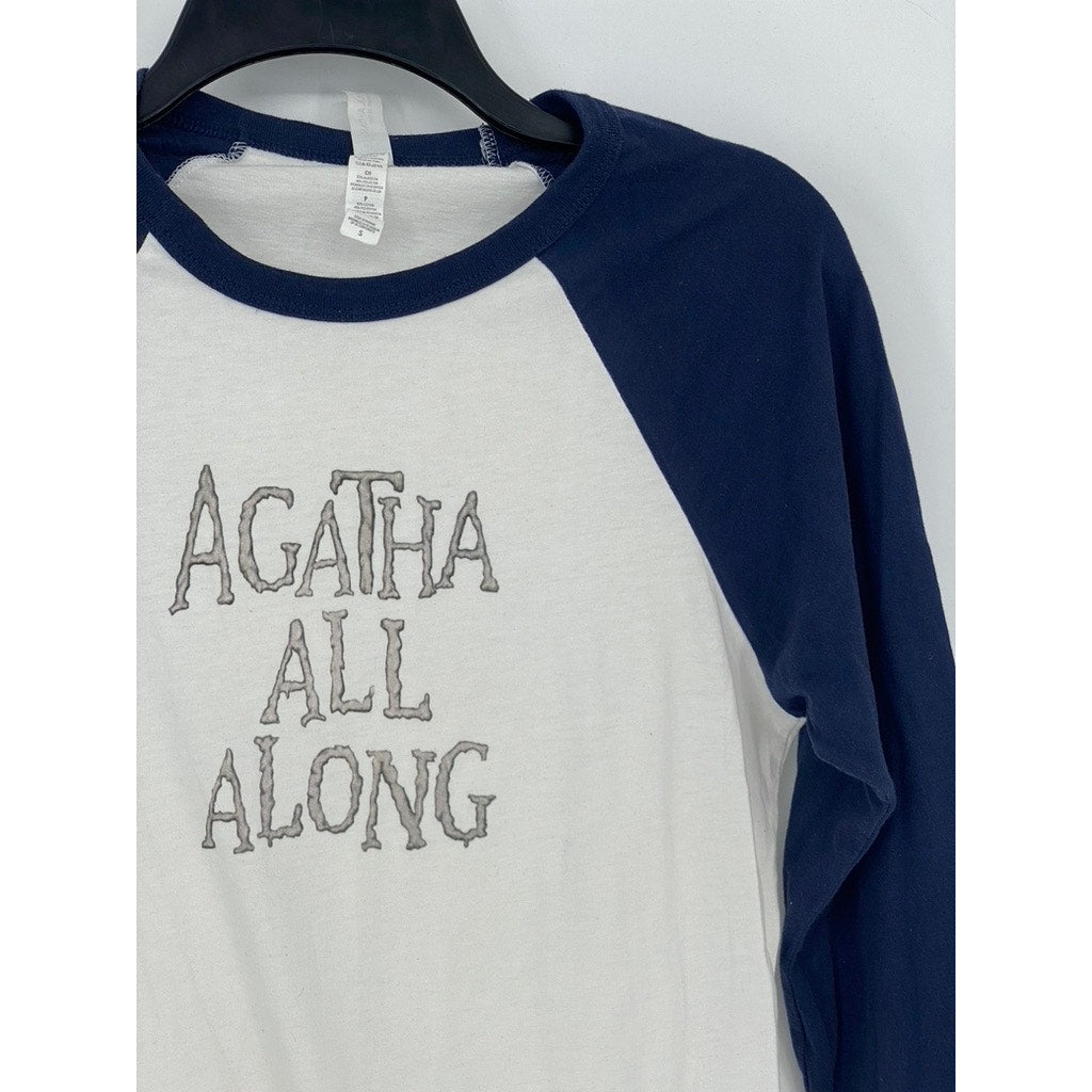BELLA + CONVAS Women's Navy Blue-White Agatha All Along Crewneck Top SZ S
