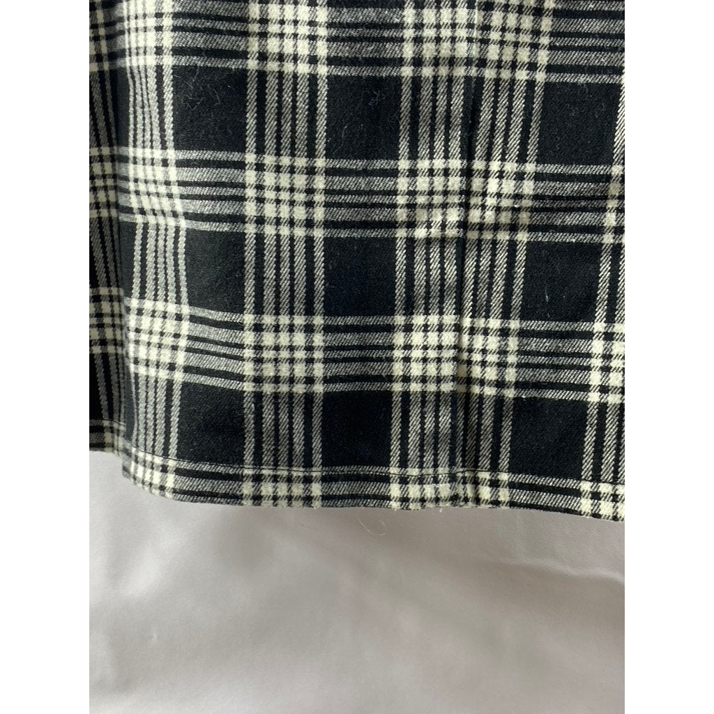SILENCE & NOISE Women's Black-White Plaid Zipper-Pocket Mini Skirt SZ 12