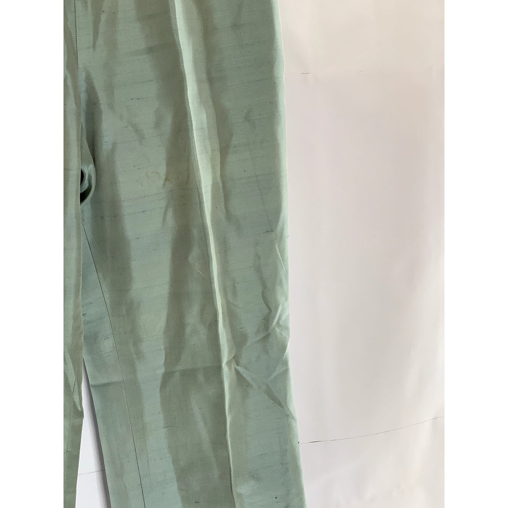 AKRIS Women's Light Green Cotton/Silk Straight-Leg Side-Zip Dress Pant SZ 4