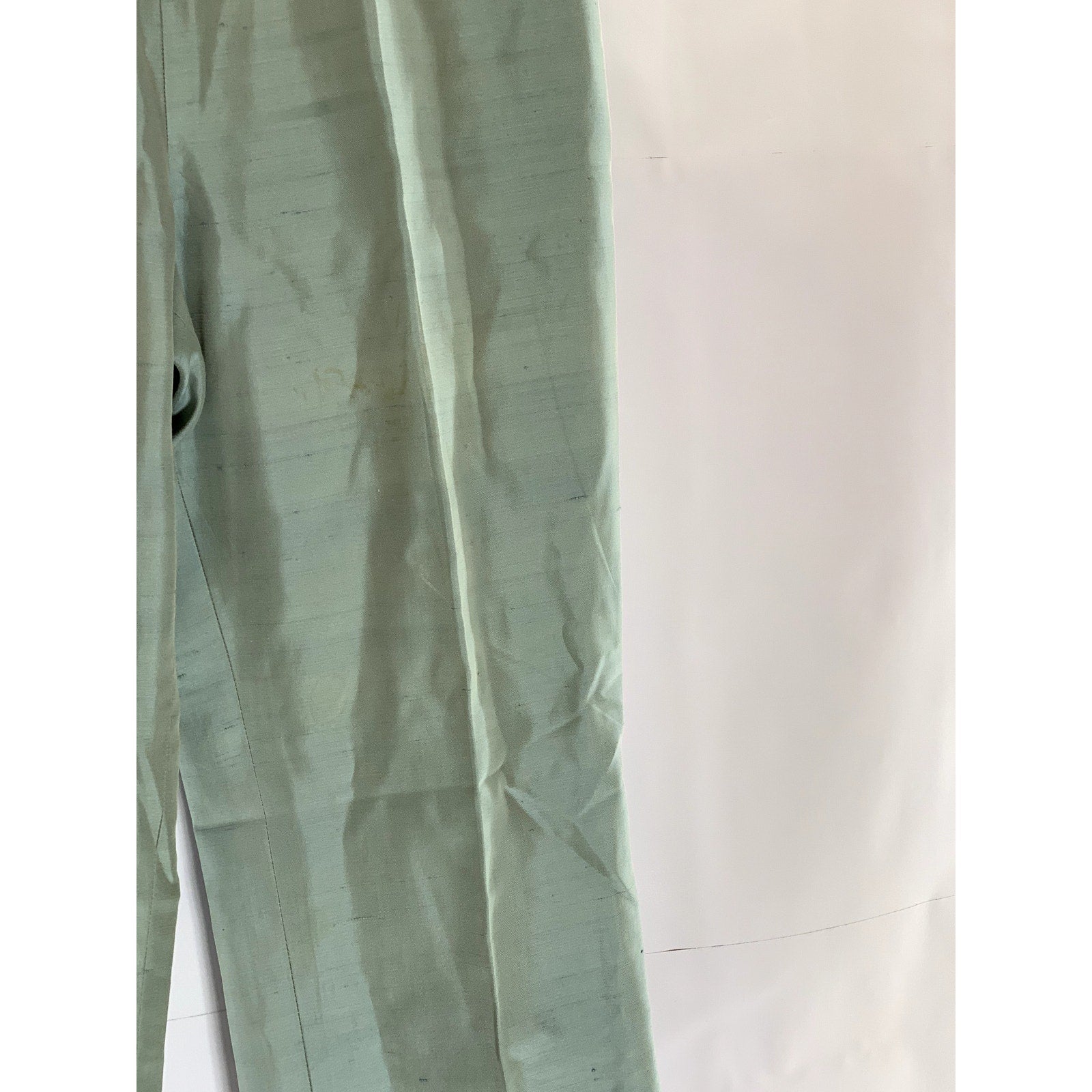 AKRIS Women's Light Green Cotton/Silk Straight-Leg Side-Zip Dress Pant SZ 4