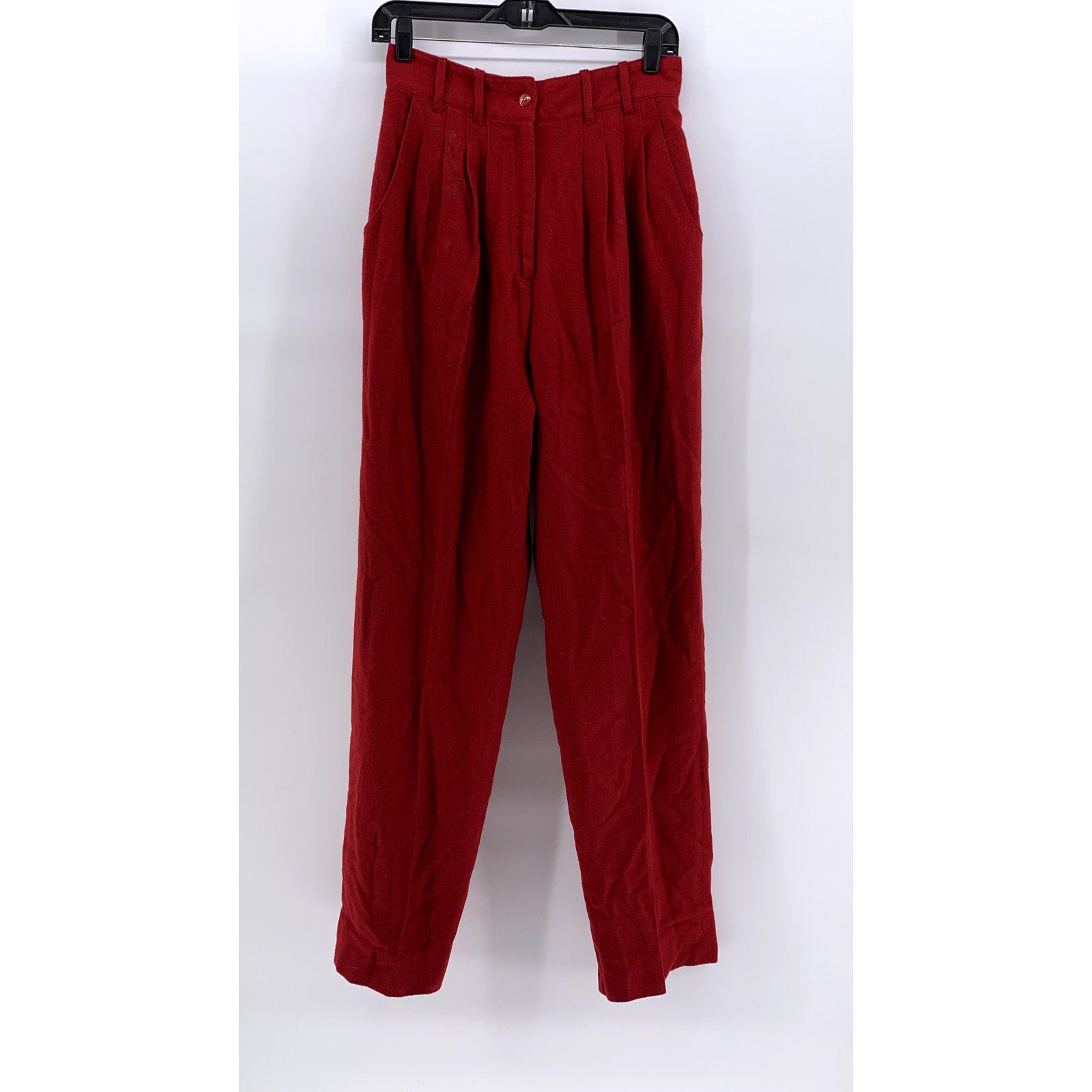 TOGETHER Women's Red Vintage Wool-Blend Pleated High-Rise Pants SZ 10