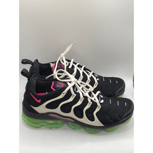 NIKE Men's Black-Green-Pink Air Vapormax Plus Lace-Up Athletic Sneakers SZ 10