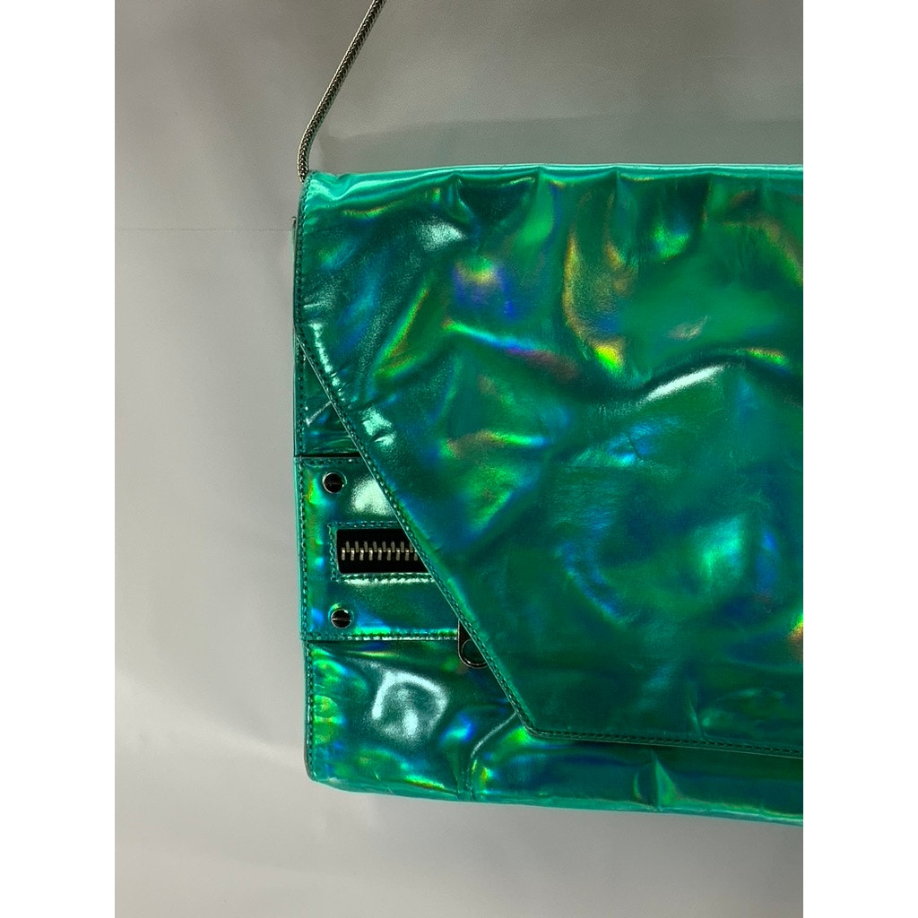 MILLY Women's Green Iridescent Flap Shoulder Bag