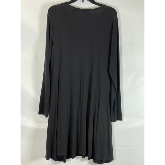 BETABRAND Women's Black Long Sleeve Loose Fit Travel Pocket Dress SZ M