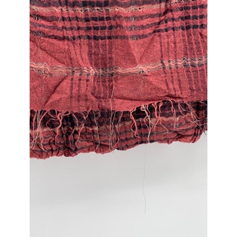 UNBRANDED Women’s Red Plaid Fringe Knit Sheer Scarf