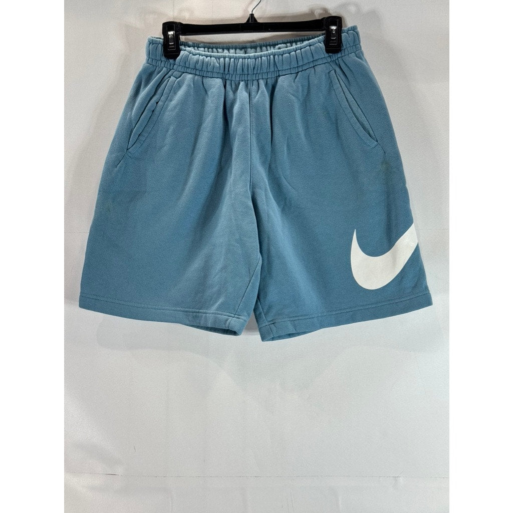 NIKE Men's Cerulean Swoosh Club Graphic Elastic Waist Pull-On Shorts SZ S