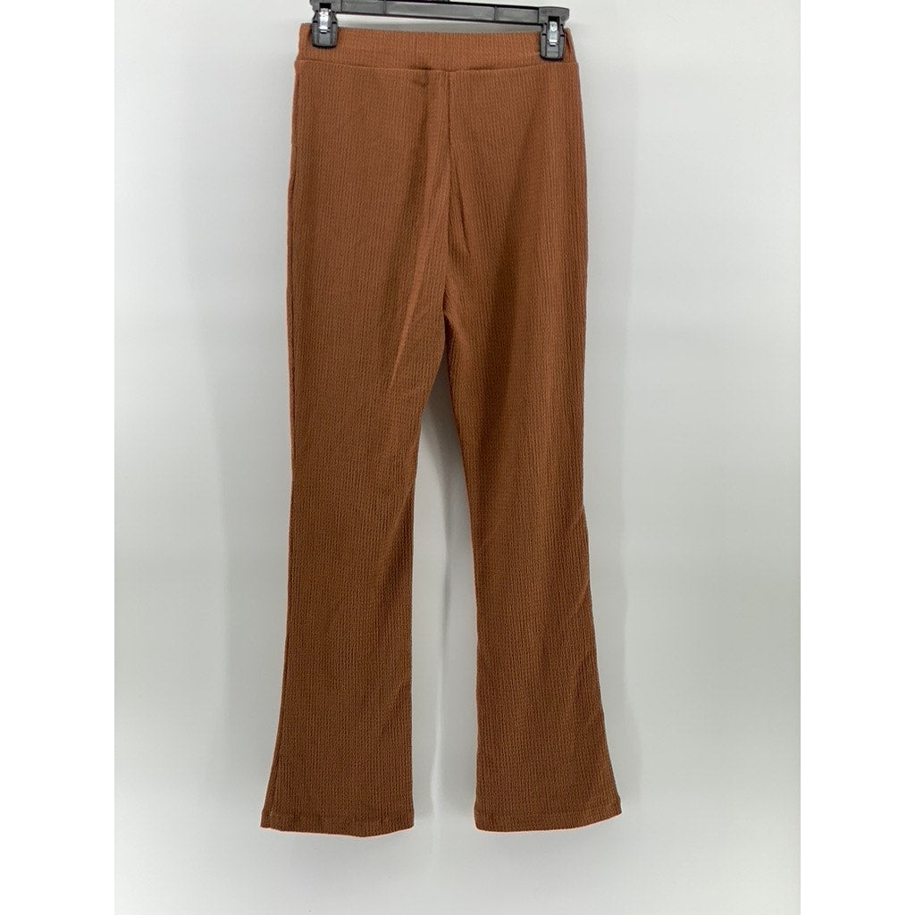 STORY ON Women's Brown Textured High-Rise Straight-Leg Pull-On Casual Pants SZ S