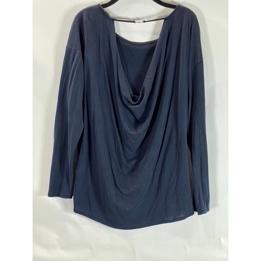 MASSIMO DUTTI Women's Solid Blue Long Sleeve Shirt SZ M