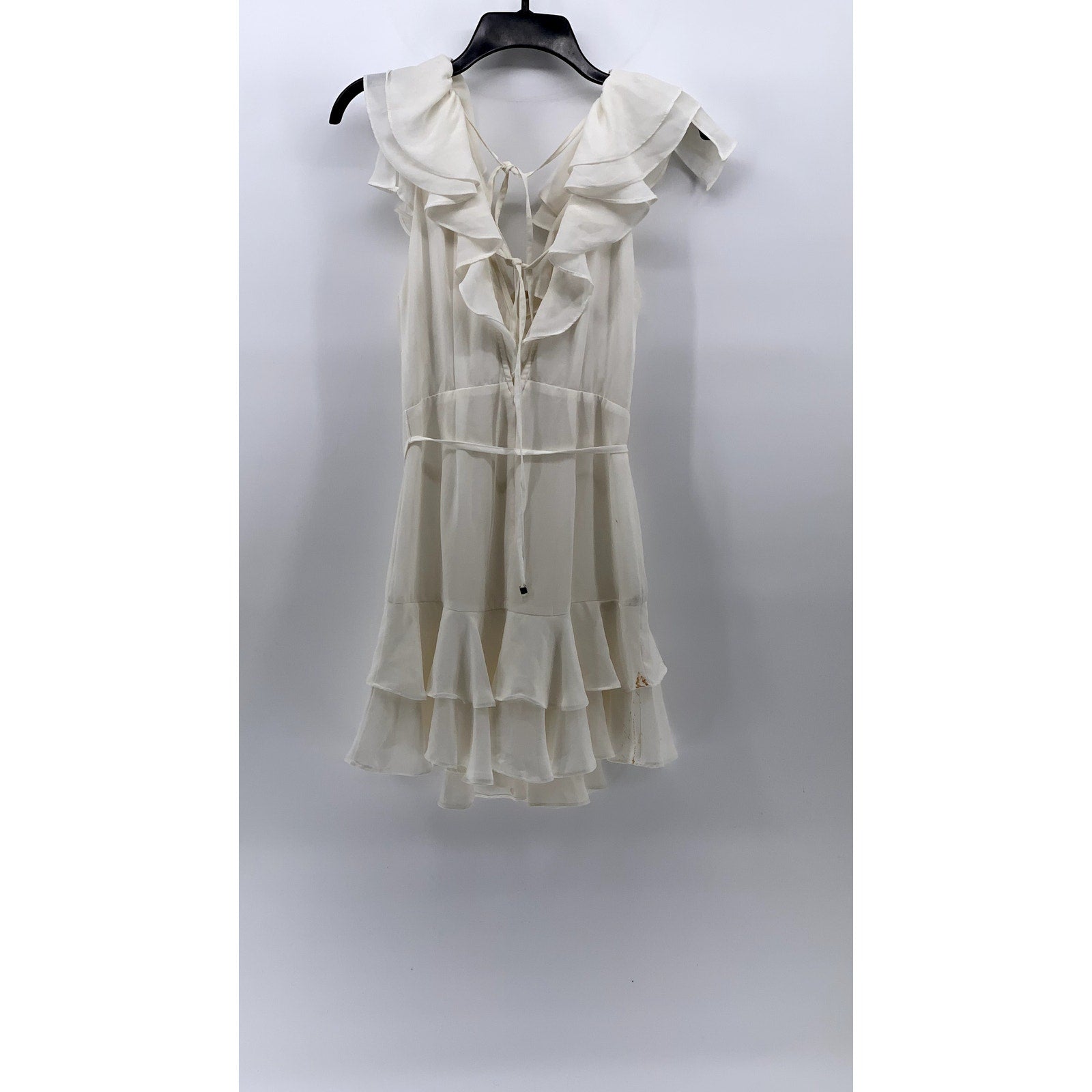 SAINTS + SECRETS Women's White Ruffle Surplice Tie-Waist A-line Mini Dress SZ S