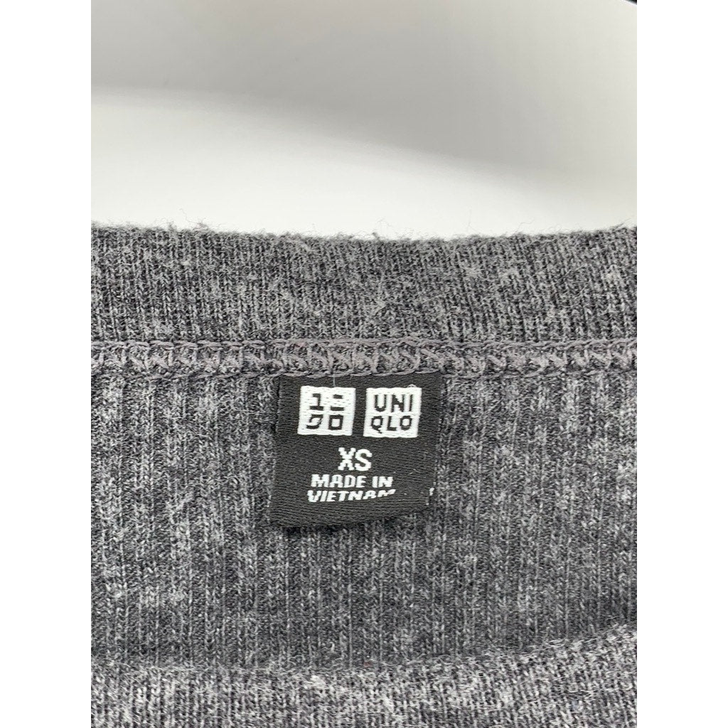 UNIQLO Women's Charcoal Gray Ribbed Crewneck Short Sleeve Casual T-Shirt SZ XS
