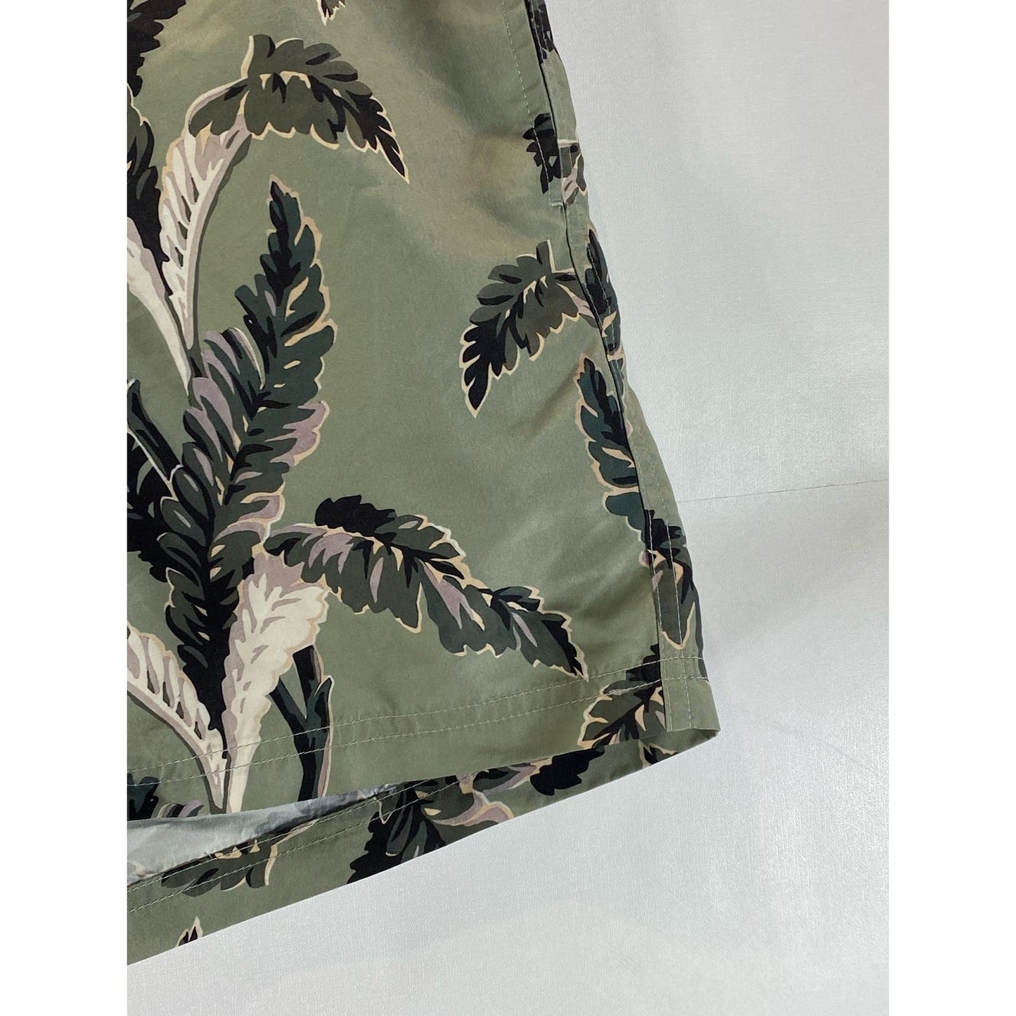 REISS Men's Green Palm Tree Print Drawstring Pull-On Swim Shorts SZ XL