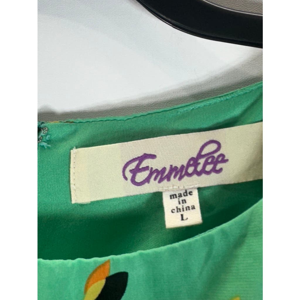 EMMELEE FRANCESCA Women's Green Floral Print Pleated Skirt Mini Dress SZ L