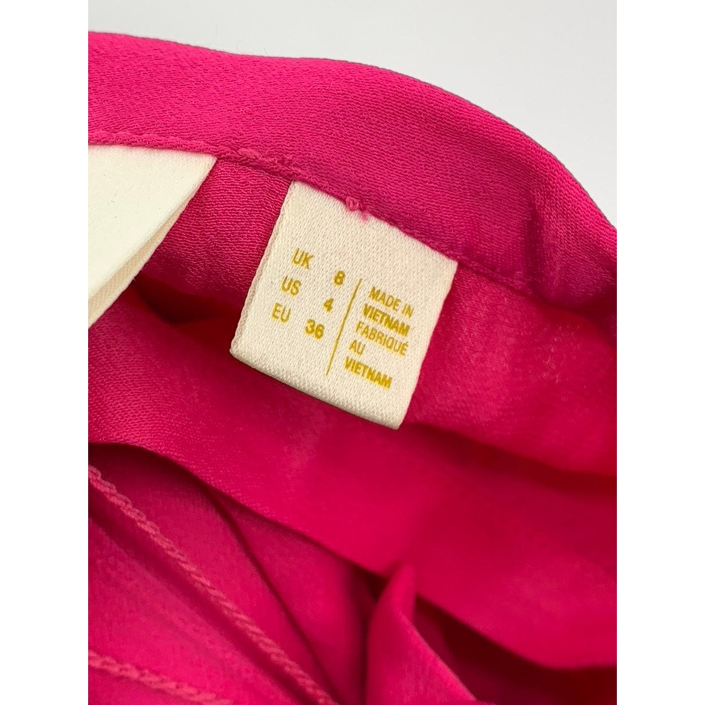 MAEVE By Anthropologie Women's Pink Side-Button Belted High-Rise Shorts SZ 4