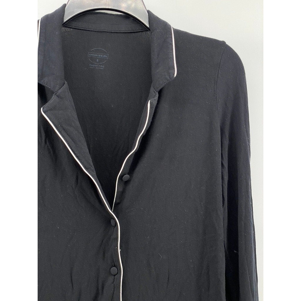 INTIMISSIMI Women's Black-White Trim Button-Up Long Sleeve Pajama Top SZ S