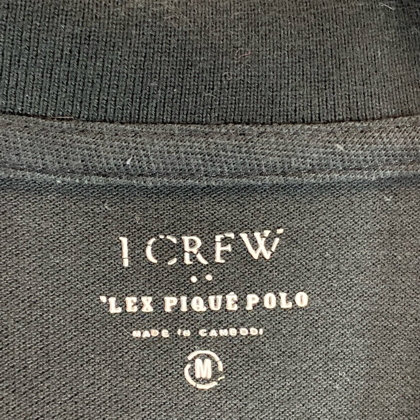 J. CREW Factory Men's Black Flex Pique Long Sleeve Two-Button Polo Shirt SZ M