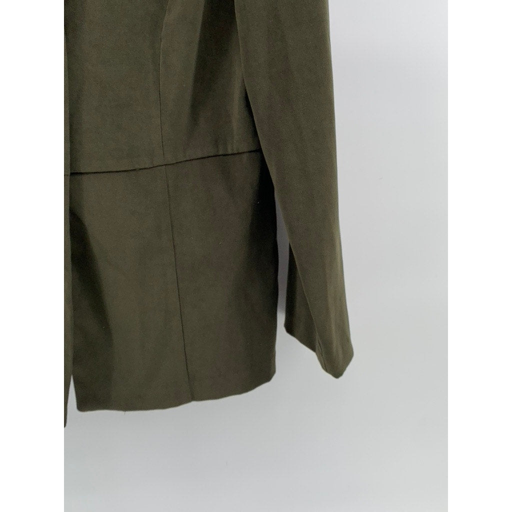 FASHION BUG Women's Vintage Olive Green Three-Button Notch Collar Coat SZ M