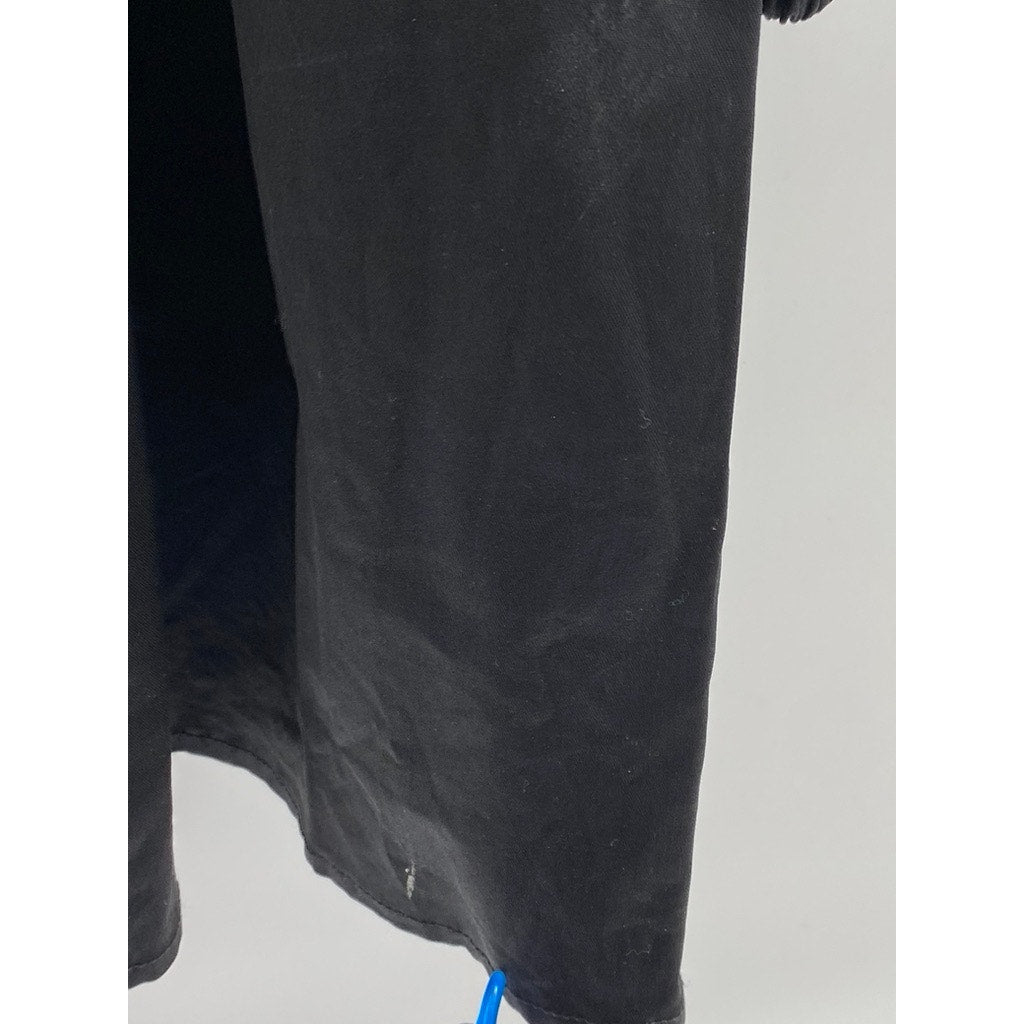 LINYI STUDIO Women's Black Solid Straight-Neck Puff-Sleeve A-Line Mini Dress SZL