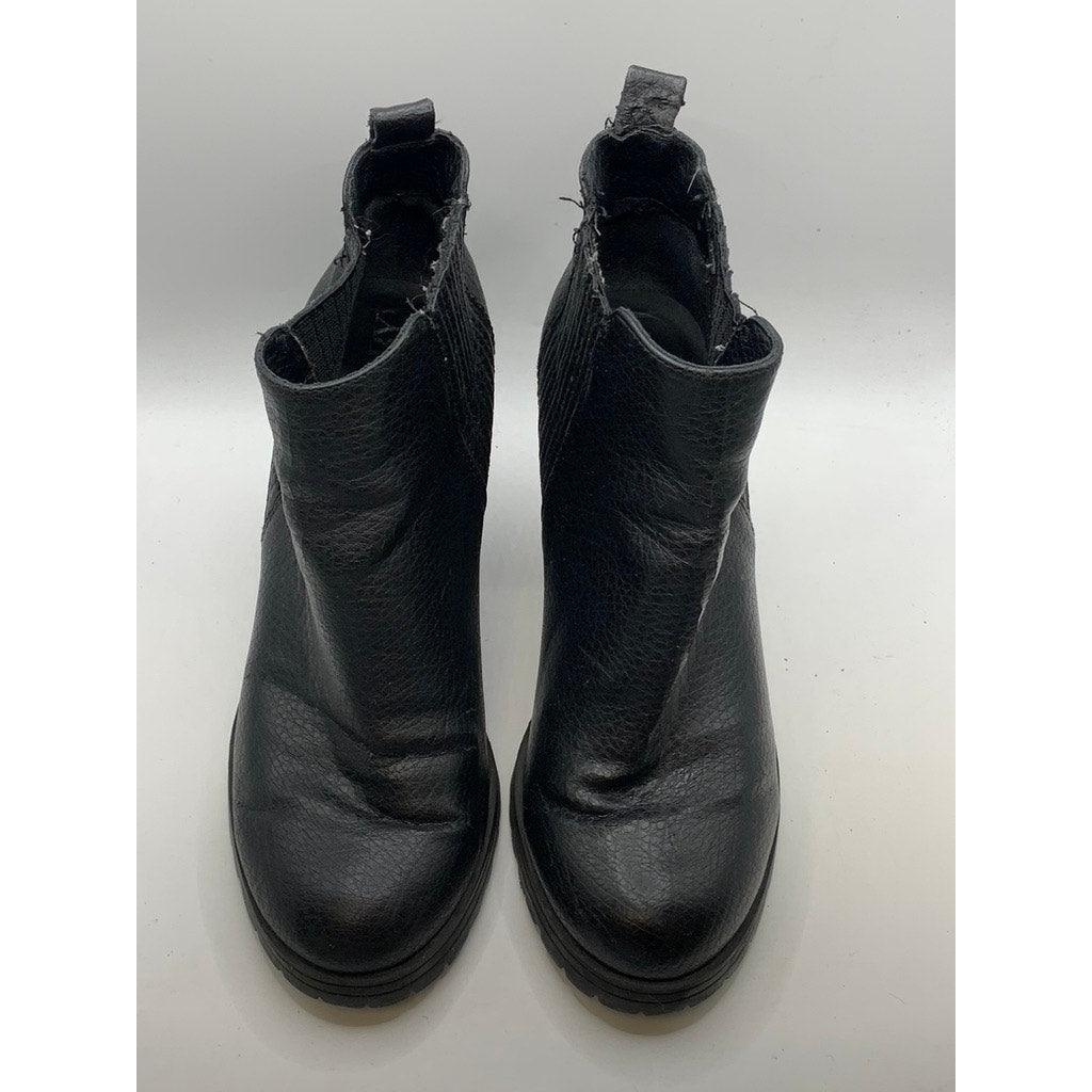 SAM & LIBBY Women's Black Faux-Leather Heeled Ankle Boots SZ 7.5