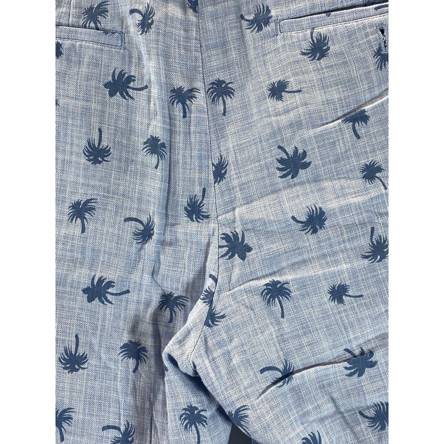 CLUB MONACO Men's Blue Palm Tree Print Maddox-Fit Shorts SZ 34