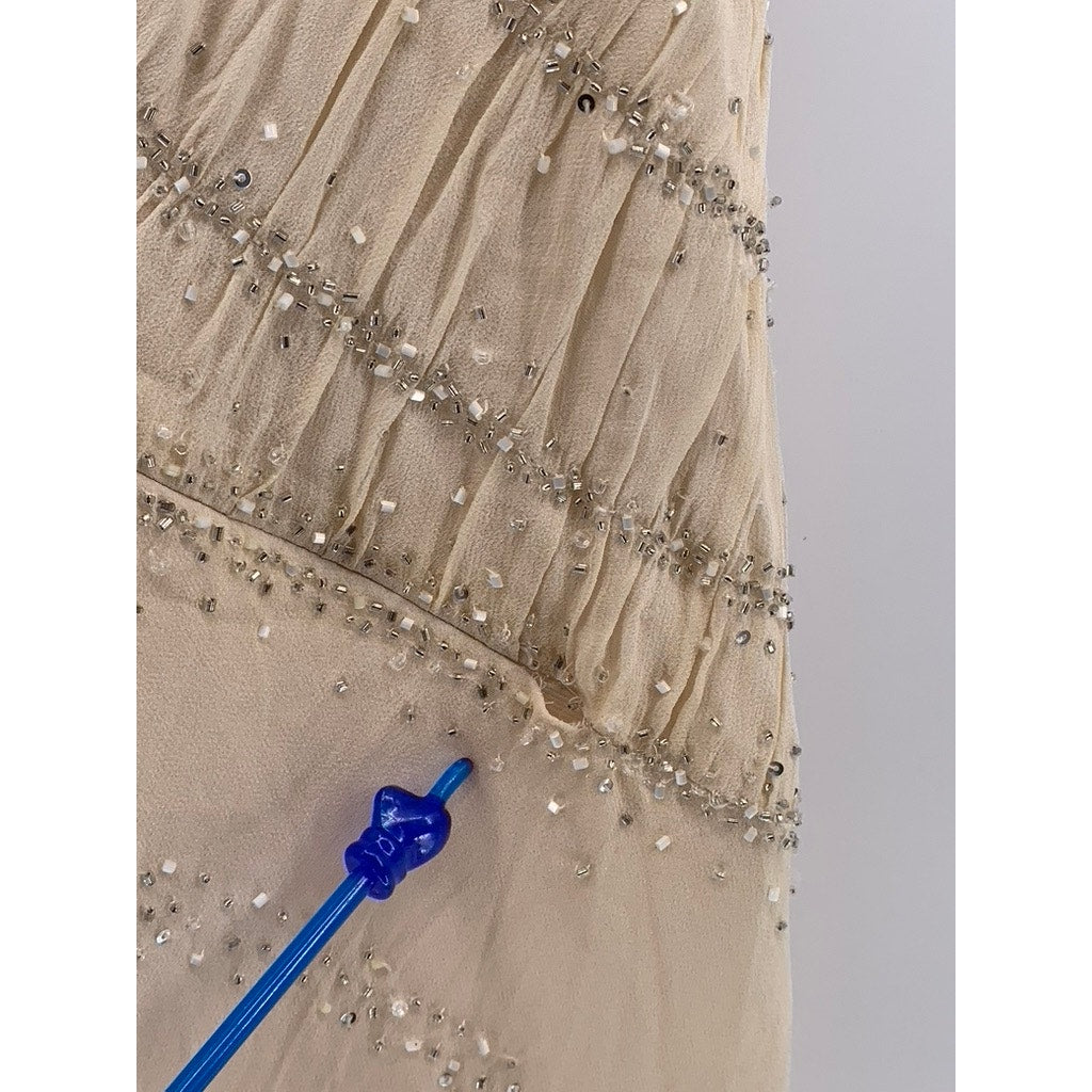 CHRISTYNE FORTI Women's Beige Rhinestone 2-Pc Gown SZ 12