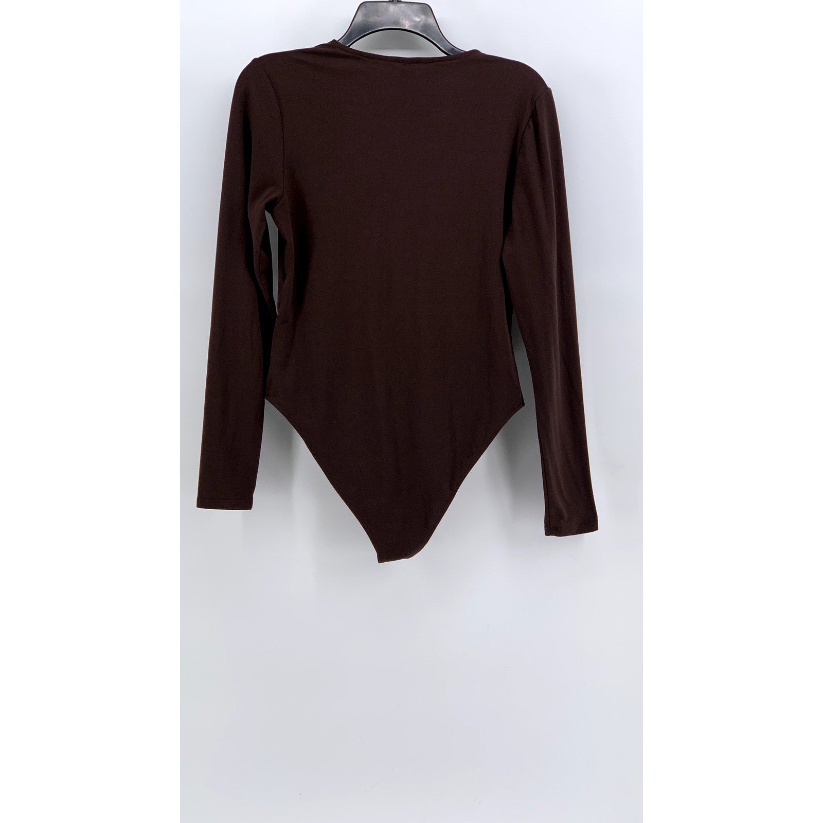 H&M Women's Brown Solid V-Neck Long Sleeve Bodysuit SZ M