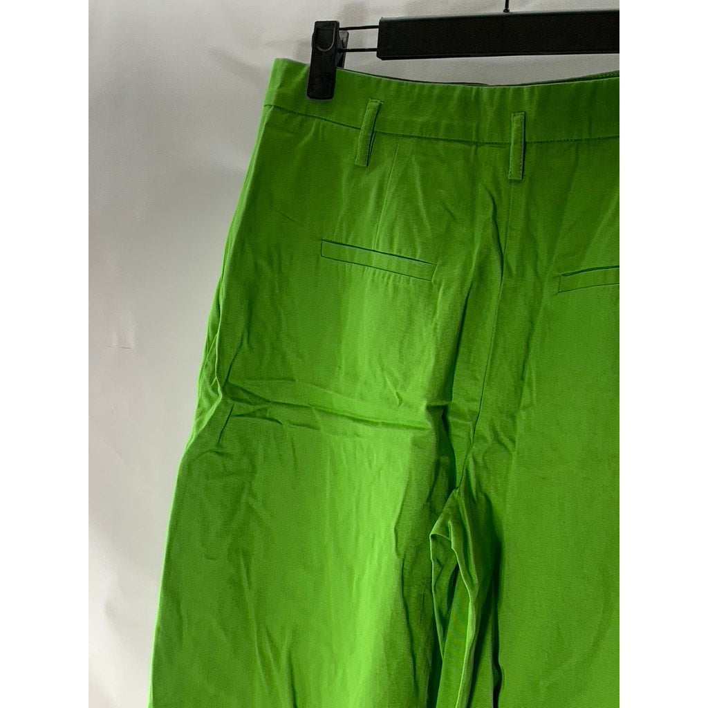 FREE PEOPLE Women's Green Lucia Button Hem Mid-Rise Pleated Harem Trousers SZ 0