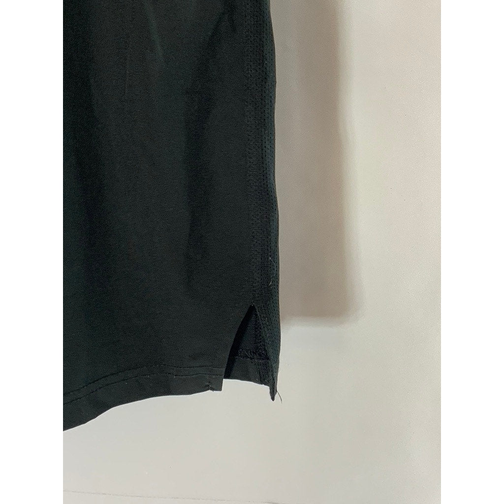 REEBOK Women's Black Solid Side-Zipper Pocket Pull-On Active Shorts SZ L