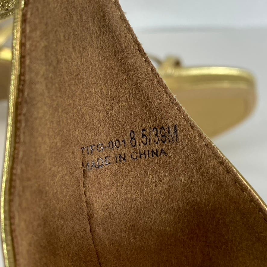 CHINESE LAUNDRY Women's Gold Metallic Taryn Strappy Square-Toe Sandals SZ 8.5
