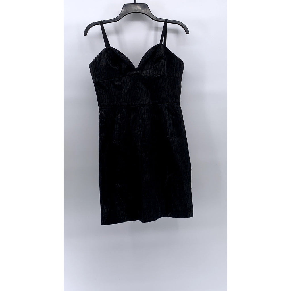 JAY GODFREY Women’s Black Animal Skin Print V-Neck Sheath Mini Dress SZ 8