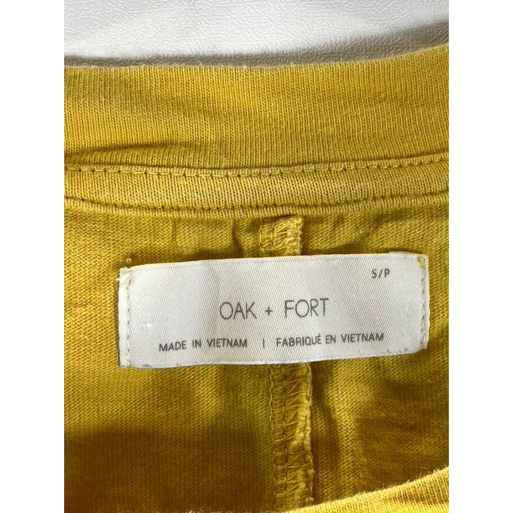 OAK + FORT Women’s Mustard Cotton Crewneck Short Sleeve Crop Top SZ S