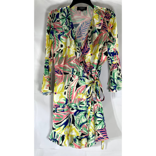 OUTRAGEOUS FORTUNE Women's Summer Floral Long Sleeve Ruffle Wrap Dress SZ 12