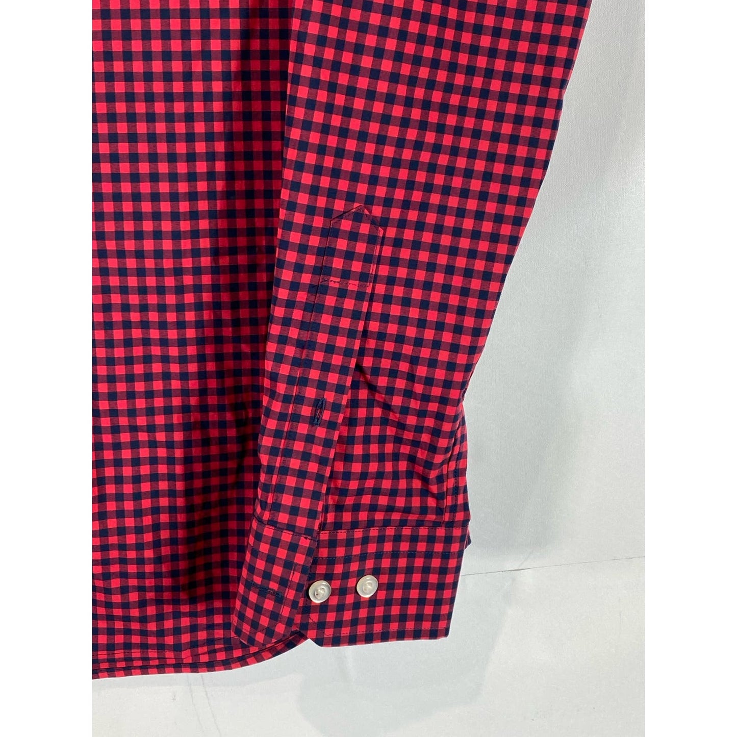 BANANA REPUBLIC Men's Red Gingham Tech Stretch Cotton Slim Flex Fit Shirt SZ M