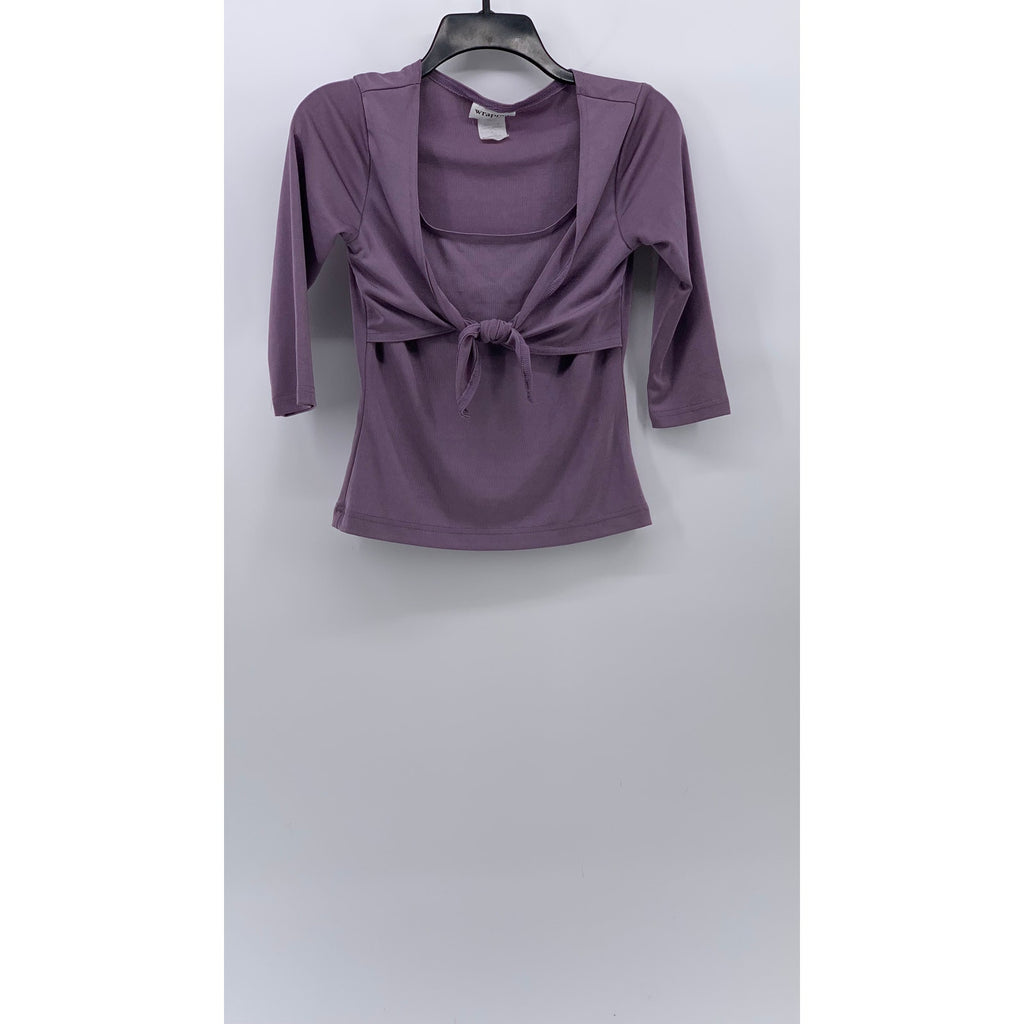 WRAPPER Women's Vintage Mauve 3/4 Sleeve Shawl Layered Scoop-Neck Top SZ M