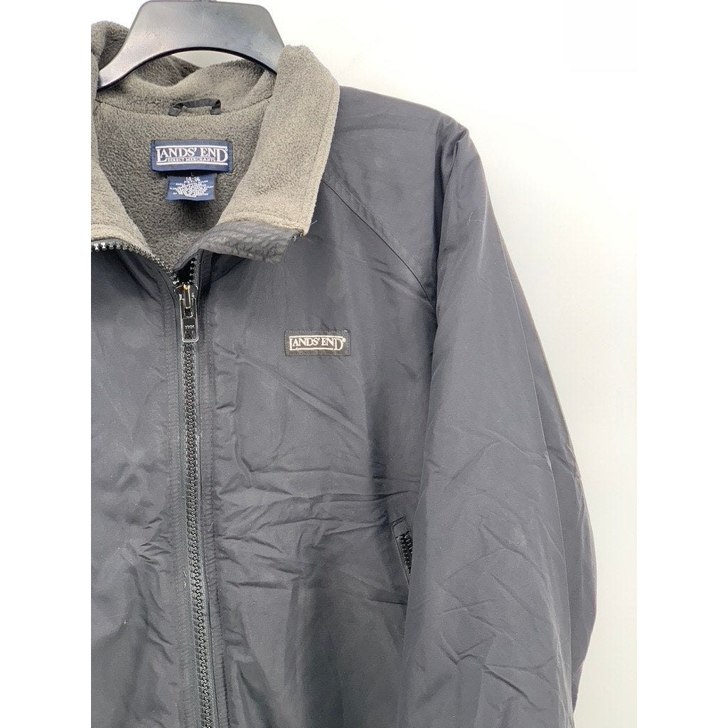 LANDS END Women's Petite Navy Zip-Up Polortec Long Sleeve Winter Jacket SZ 14-16