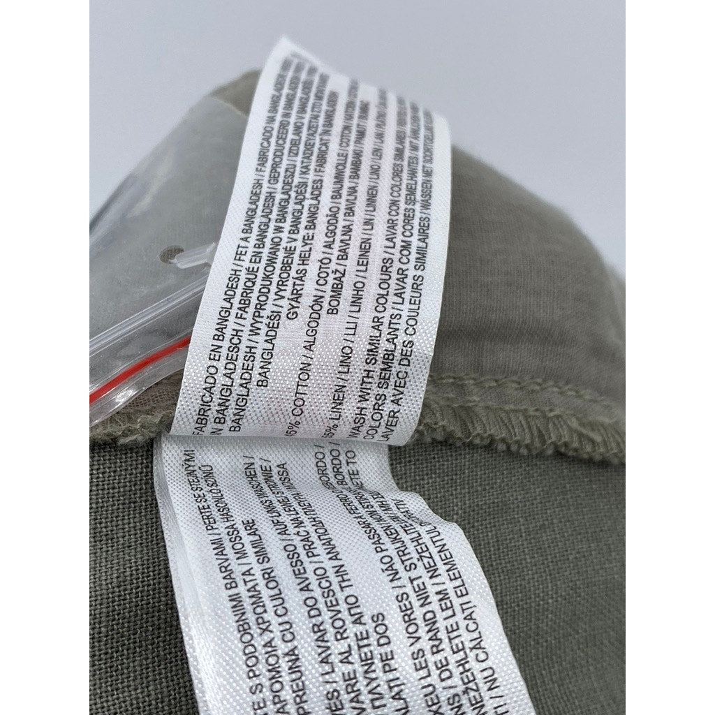 DENIM CO Men’s Army Green Straight Fit Cotton-Linen Pants SZ L