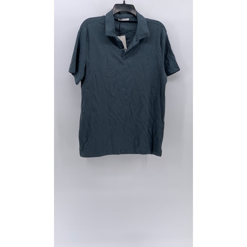 ZARA Men's Solid Short Sleeve Regular-Fit Pullover Polo Shirt SZ M