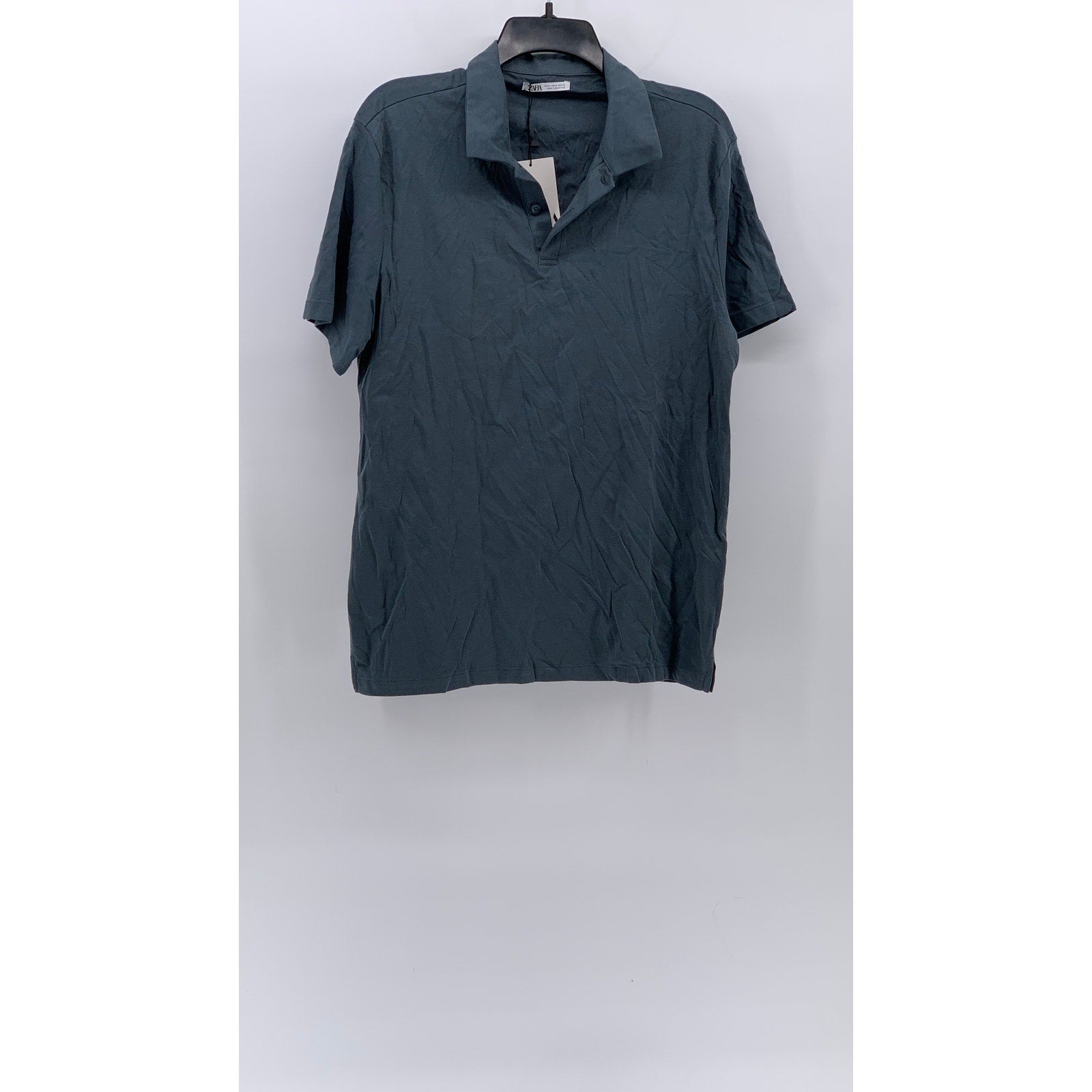 ZARA Men's Solid Short Sleeve Regular-Fit Pullover Polo Shirt SZ M