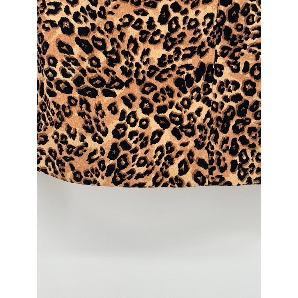 PRIMARK Women's Brown Leopard Print Straight Mini Skirt SZ 4