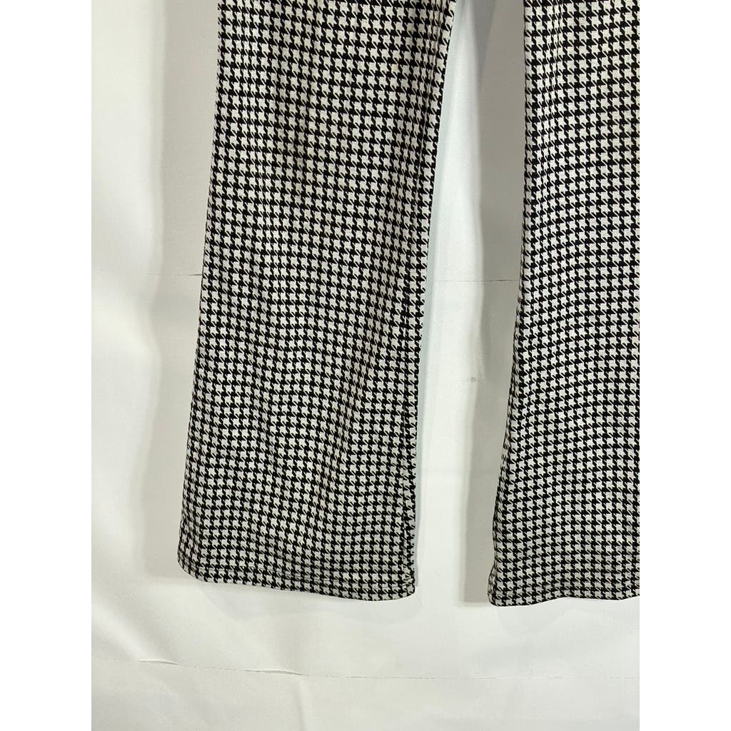 CIDER Women's Black/White Lady Houndstooth Mid-Rise Wide-Leg Pants SZ S(US4)