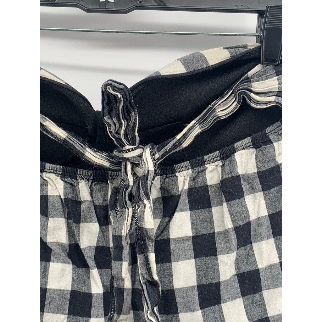 POETRY CLOTHING Women's Black-White Plaid Strapless Top SZ L