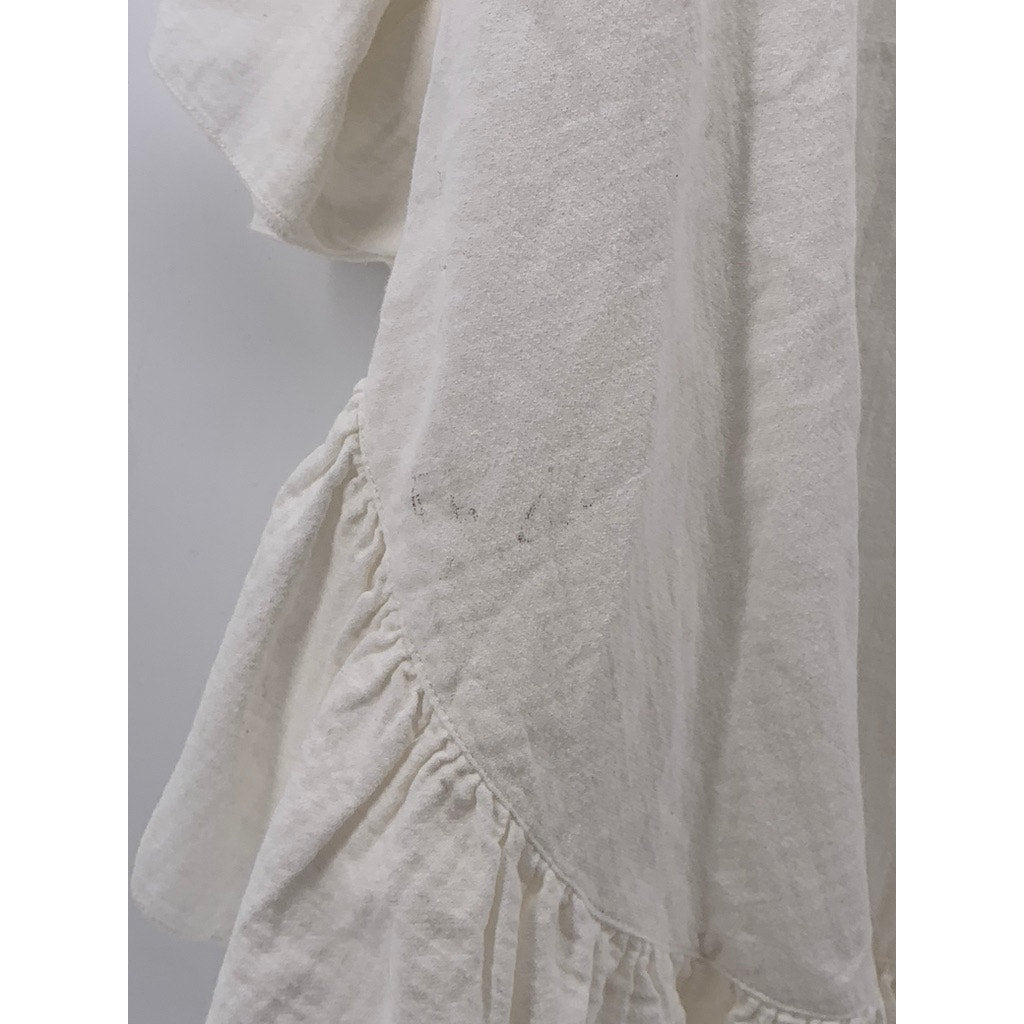 SEE BY CHLOE Women's White Cotton-Linen Ruffle-Trim Flowy Cape Style Top SZ XS