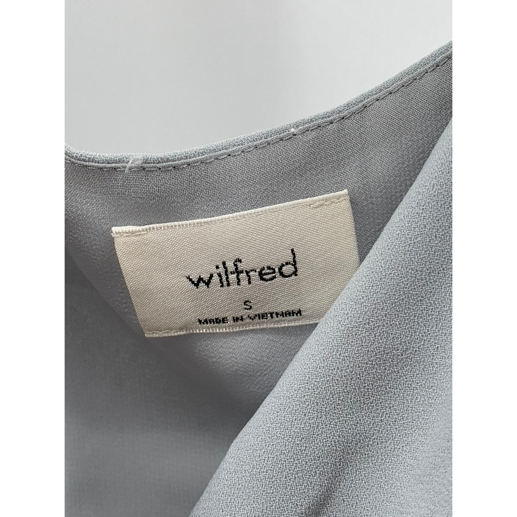 WILFRED Women's Gray V-Neck Spaghetti Strap A-Line Midi Dress SZ S