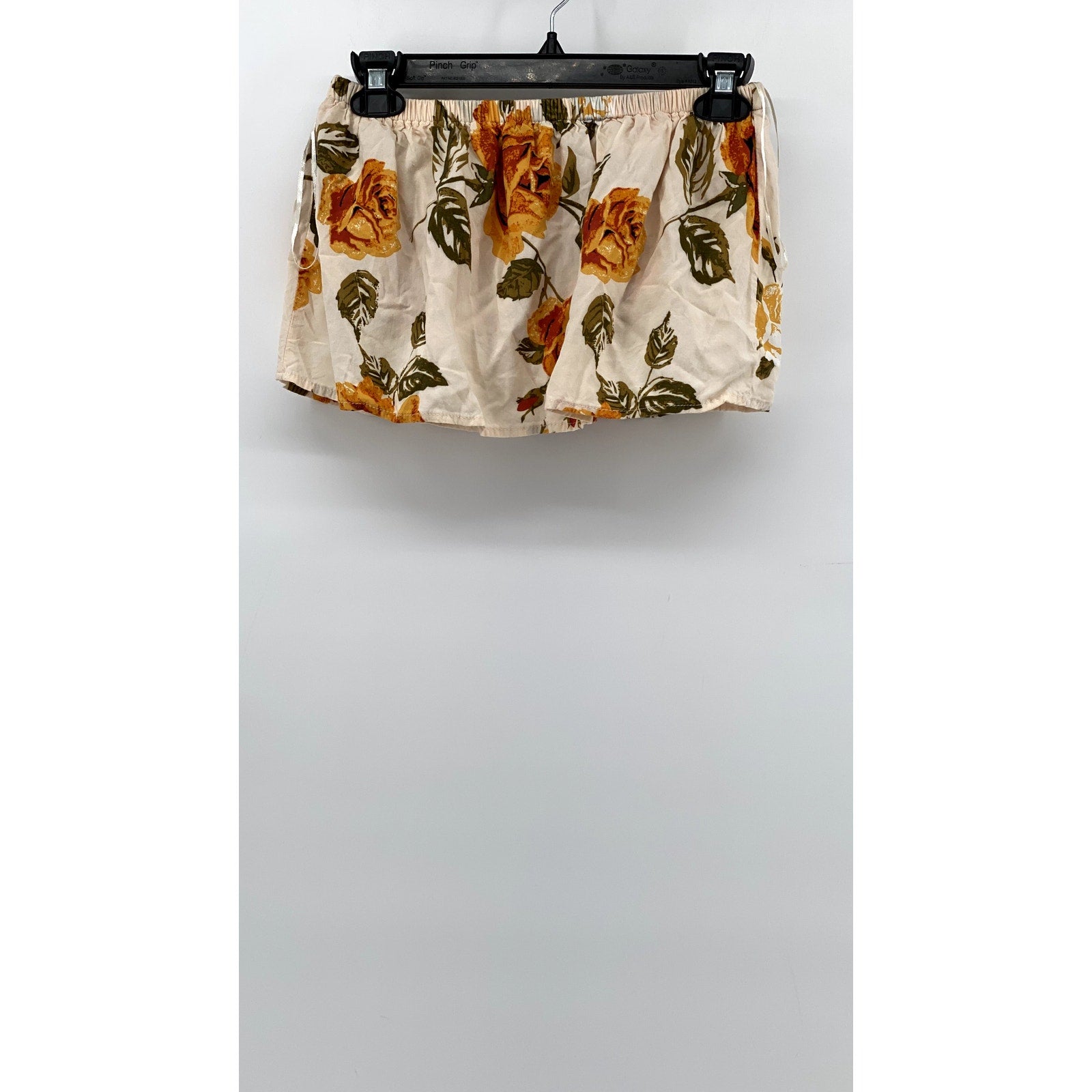 FREE2BU Women's Cream Floral Print Ruffle Strapless Crop Top SZ 6