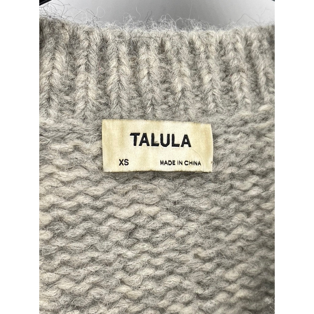 TALULA Women's Gray Heather Crewneck Alpaca Blend Long Sleeve Knit Sweater SZ XS