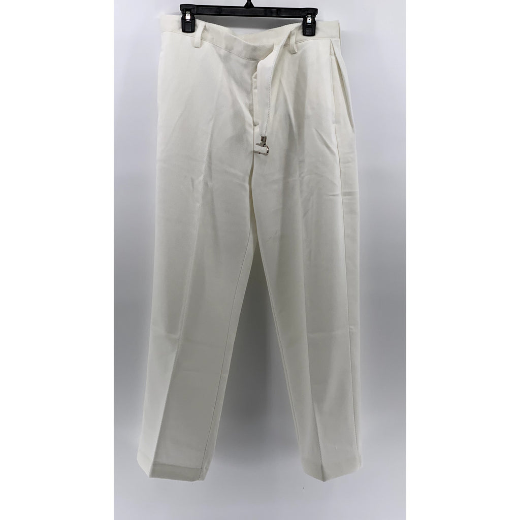UNBRANDED Men's White Ribbed Lock Buckle Straight-Leg Pant SZ L