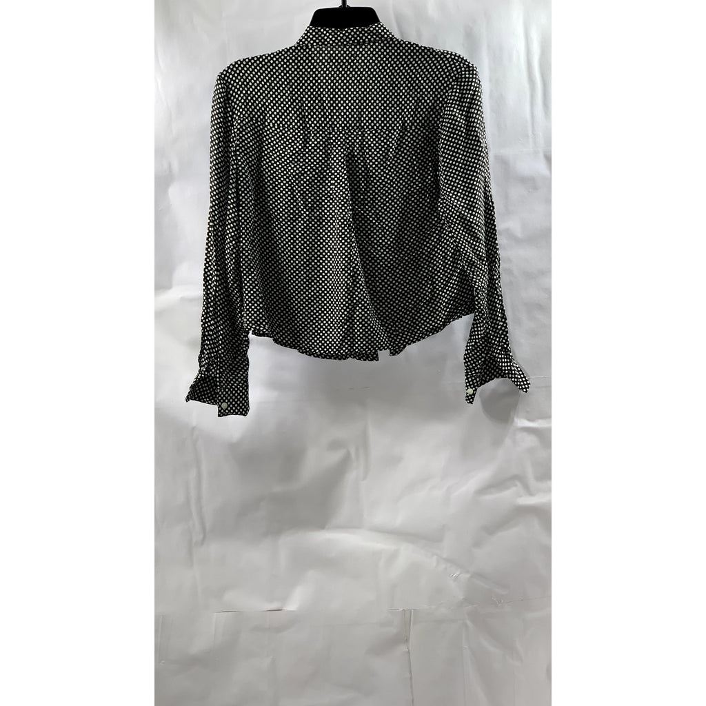 COOPERATIVE Women’s Black-White Polka Dot Long Sleeve Button-Up Top SZ XS